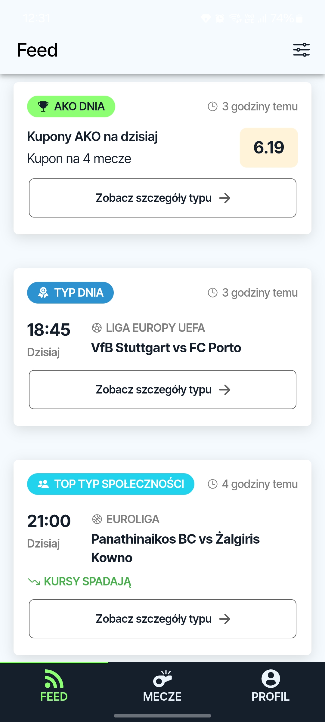Zrzut ekranu feeda
